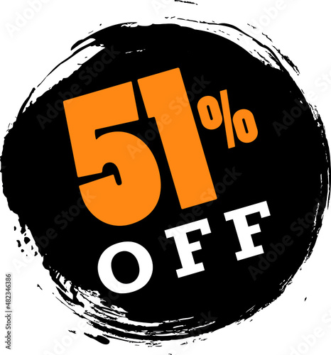 51% fifty one percent off tag label sale black friday circular black brushstroke