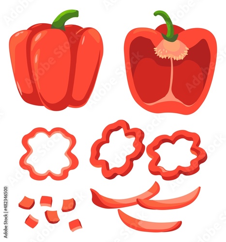 Sweet pepper, bulgarian or bell, sliced veggie