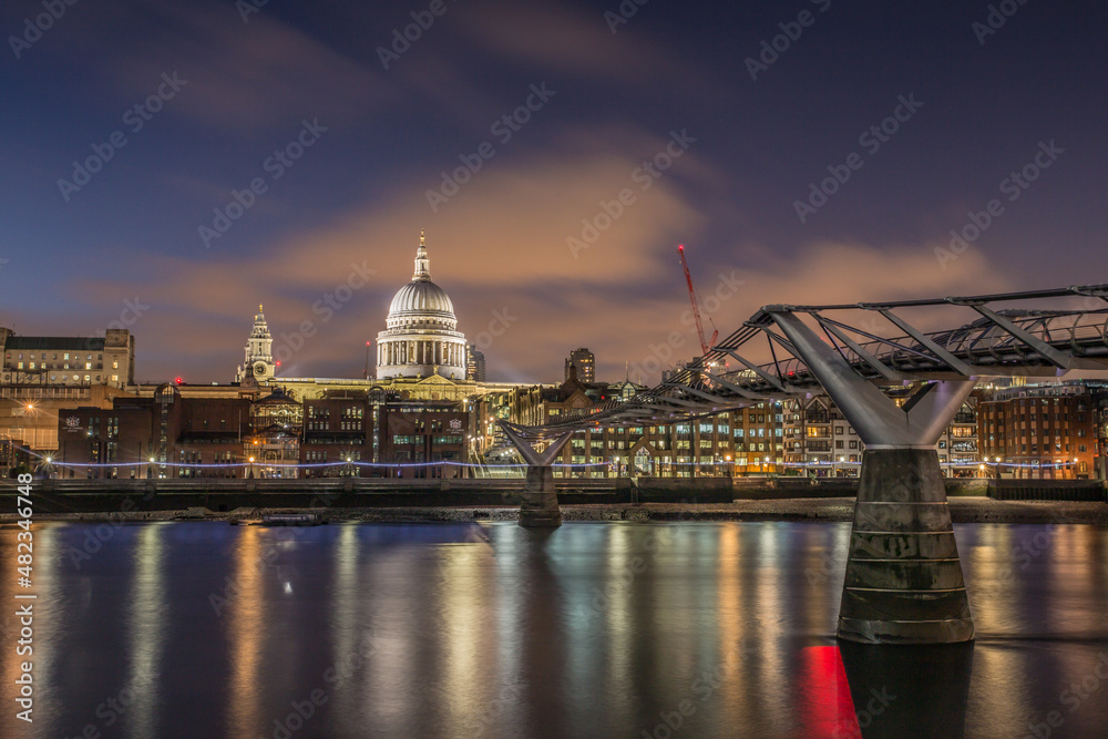  St. Paul's Cathedral and Millenium Bridge in London	