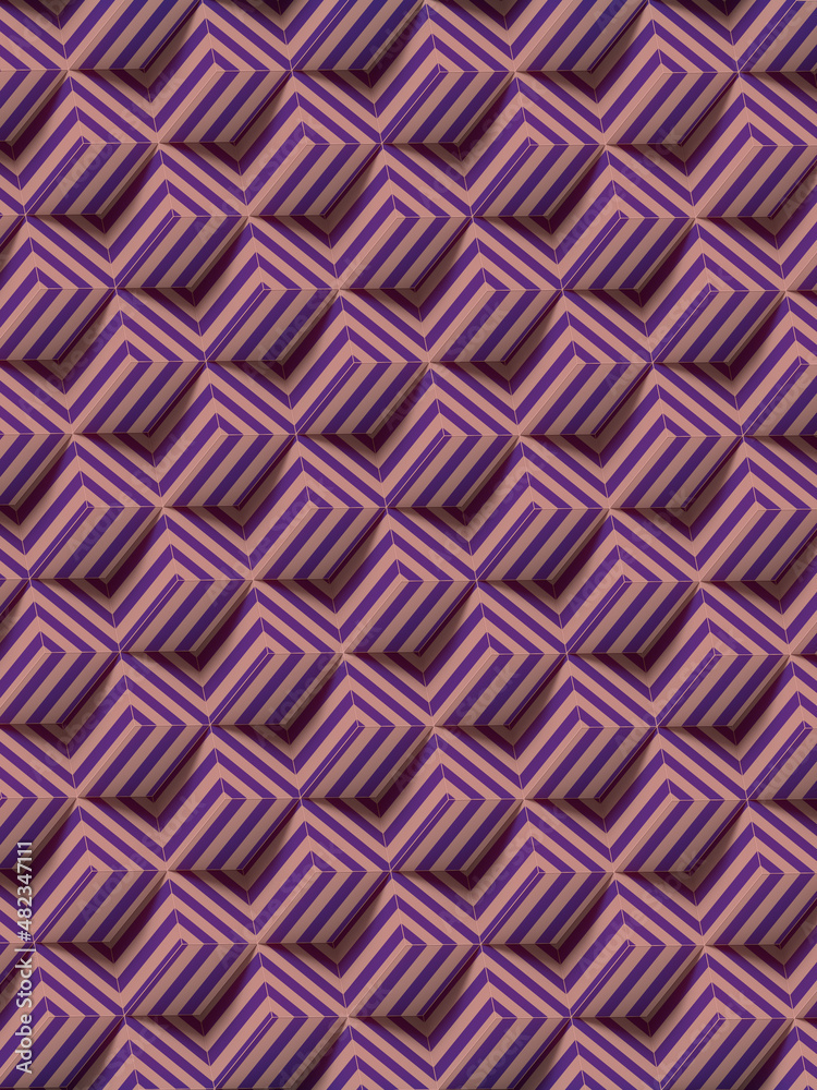 Geometric background of many rectangles covered with multi-colored striped texture. 3d rendering. Digital illustration Geometric background of many rectangles covered with multi-colored striped texture. 3d rendering. Digital illustration