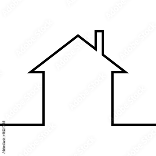 House drawn with one line concept of comfort and home construction