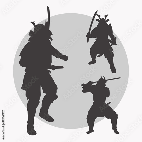 The black silhouette of a samurai with a katana in his hands