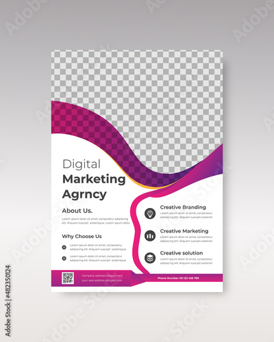 Simple corporate business flyer design template, poster flyer pamphlet brochure cover design layout space for photo background, vector illustration template in A4 size