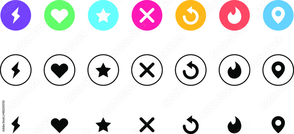 Social media dating icons. Design for web and mobile app Social media dating icons. Design for web and mobile app