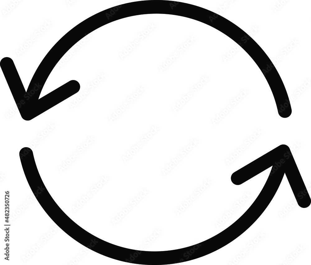 Two arrow spin icon, recycle round, circle refresh or restart, thin line symbol on white background - editable vector illustration. Two arrow spin icon, recycle round, circle refresh or restart, thin line symbol on white background - editable vector illustration.