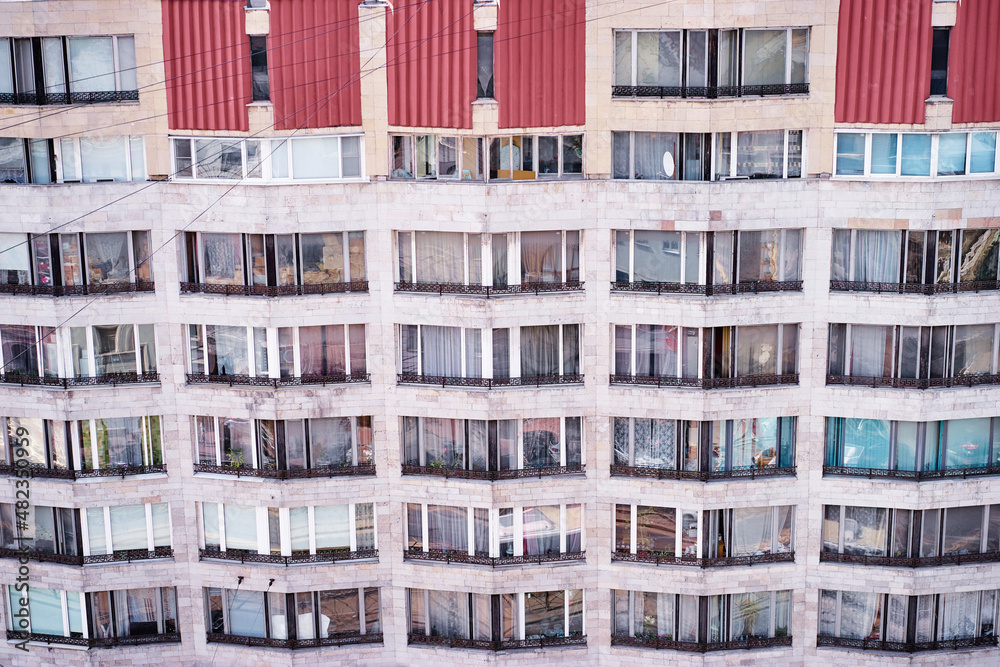 Urban view. Facade of condominiun building. Block of flats. Urban view. Facade of condominiun building. Block of flats.