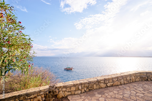 Beautiful landscape with seashore park in Antalya  Turkey.