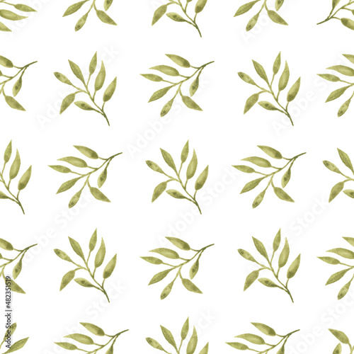 Watercolor leaf seamless pattern