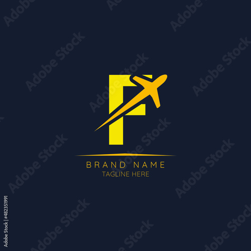 Initial letter Flogo design incorporated plane. Minimalist and modern vector illustration design suitable for business. Airline, airplane, aviation, travel logo template.