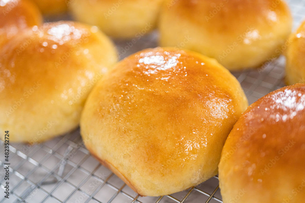 Baking brioche buns Baking brioche buns