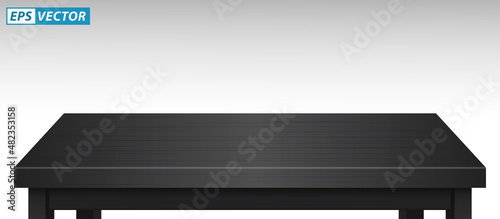 realistic pine wood tabletop isolated or brown wooden table top or  montage table display detailed. eps vector