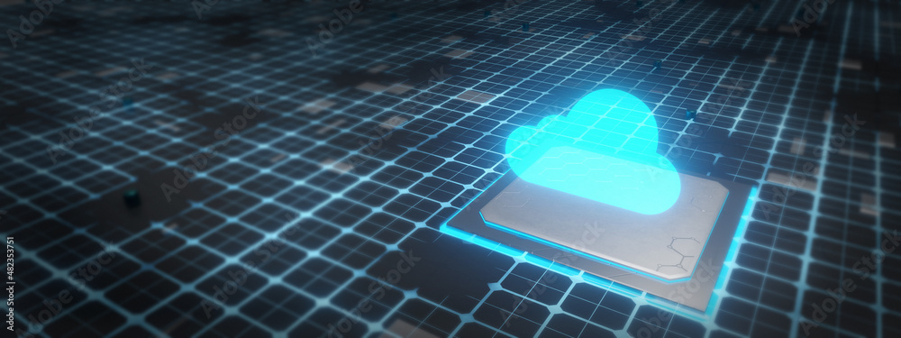 Cloud computing and network security concept, 3d rendering,conceptual ...