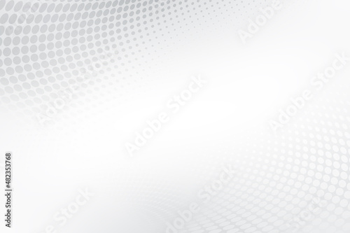 White and gray dotted halftone texture. Background with perspective soft dots. Modern business design. 