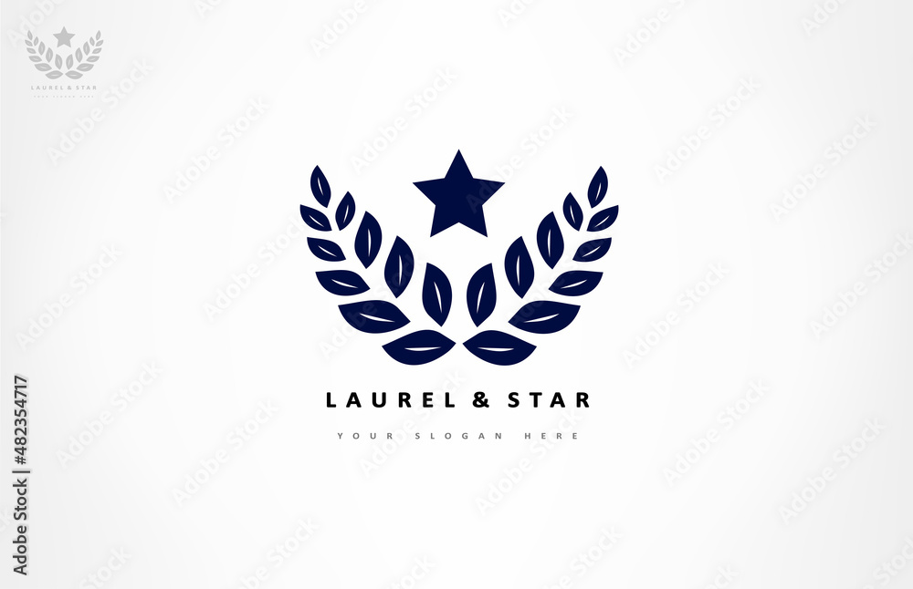 laurel branch and star logo vector 