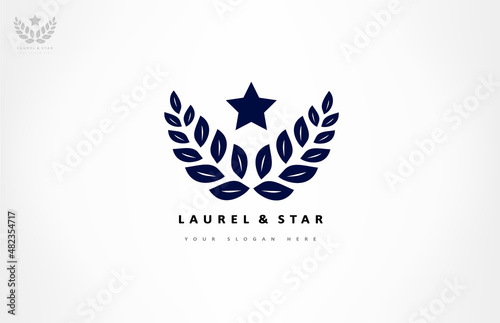 laurel branch and star logo vector 
