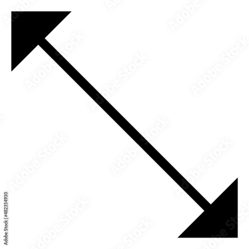 Diagonal arrow icon. Resize cursor in black line style