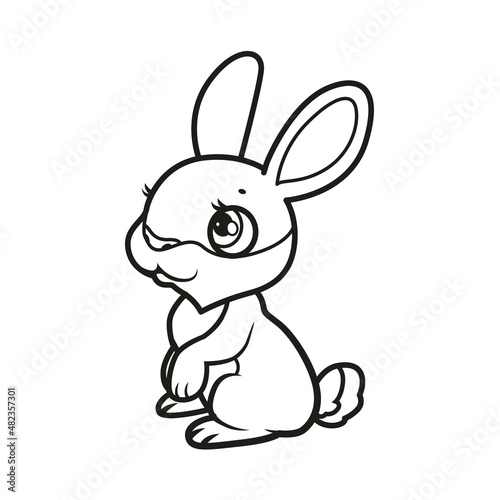 Cute cartoon baby rabbit outlined for coloring book on white background © Azuzl