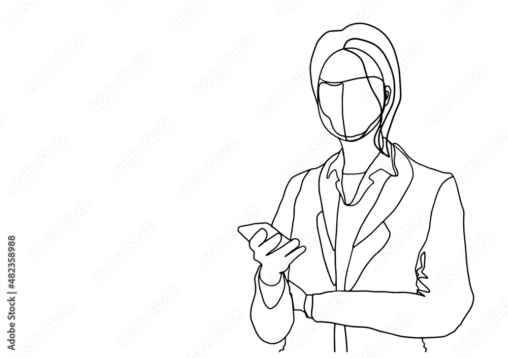 Business woman contour drawing concept with vector design. Business woman contour drawing concept with vector design.