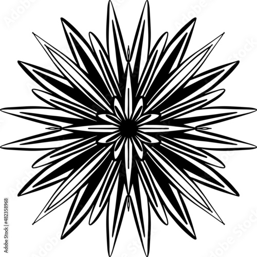 A Mandala Style Floral Vector Design in Black and White