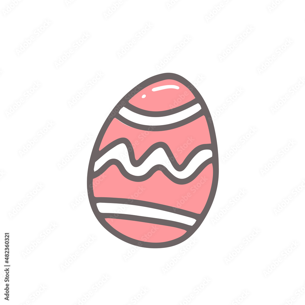 Decorated pink Easter egg in doodle style. Isolated illustration. Decorated pink Easter egg in doodle style. Isolated illustration.