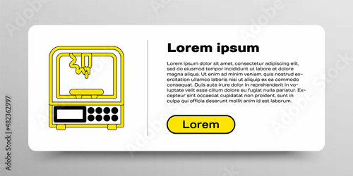 Line 3D printer icon isolated on white background. Colorful outline concept. Vector