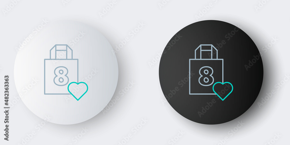 Line Shopping bag with heart icon isolated on grey background. 8 March. International Happy Women Day. Colorful outline concept. Vector Line Shopping bag with heart icon isolated on grey background. 8 March. International Happy Women Day. Colorful outline concept. Vector