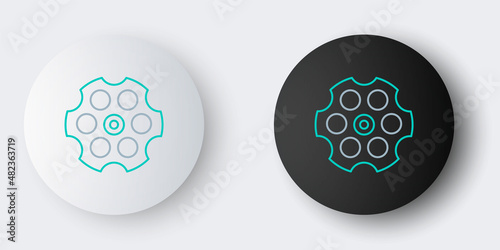 Line Revolver cylinder icon isolated on grey background. Colorful outline concept. Vector