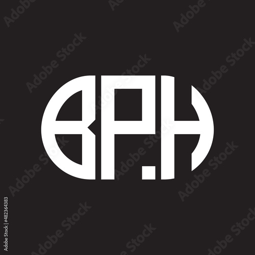 BPH letter logo design on black background. BPH