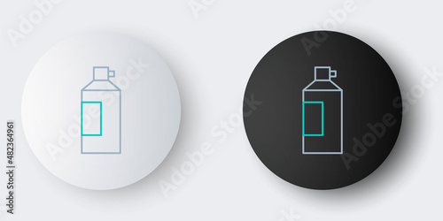 Line Whipped cream in an aerosol can icon isolated on grey background. Sweet dairy product. Milk product and sweet symbol. Colorful outline concept. Vector