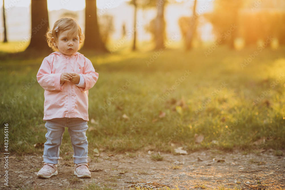 Cute toddler girl in autumnal park Cute toddler girl in autumnal park