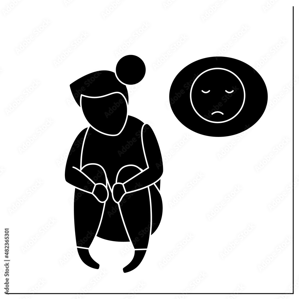 Abandonment child glyph icon. Parents relinquish parental ...