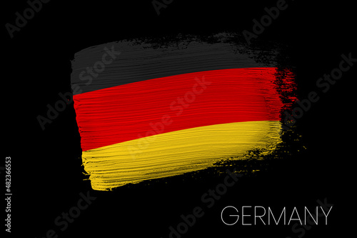 Grunge brush stroke with Germany national flag. Watercolor painting flag of Germany. Symbol  poster  banner of the national flag. Style watercolor drawing.