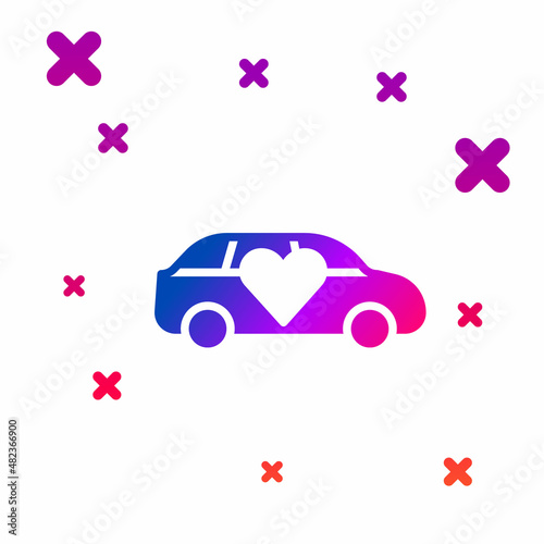 Color Luxury limousine car icon isolated on white background. For world premiere celebrities and guests poster. Gradient random dynamic shapes. Vector