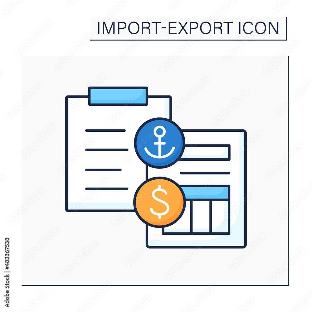Receipt color icon. Legal document between shipper and carrier. Ship