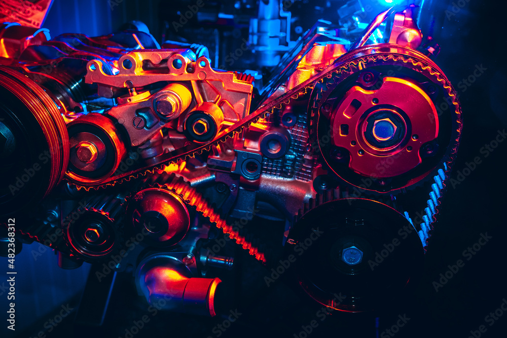 Obraz premium Fragment of a modern car engine