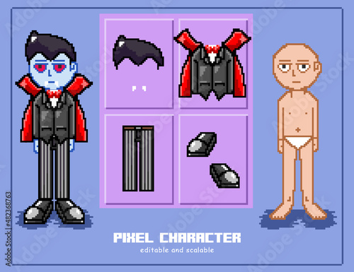 Pixel-Art-Dracula-editable-Part-By-Part