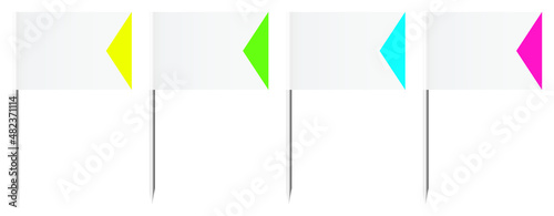 Vier Pins Flagge Pfeil Weiß Neon