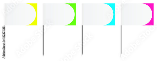 Vier Pins Flagge Halbkreis Weiß Neon