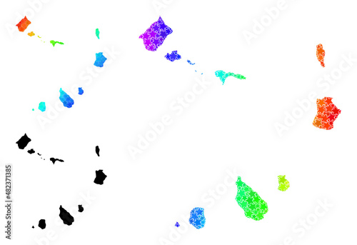 Spectral gradient star mosaic map of Cape Verde Islands. Vector vibrant map of Cape Verde Islands with spectral gradients.