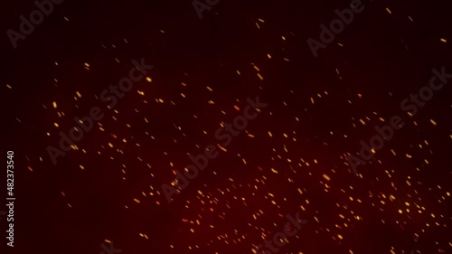 Glowing flying ember, burning ash particles. Hot fire sparks with transparent alpha channel. 4K animation of flying coals from the flame.