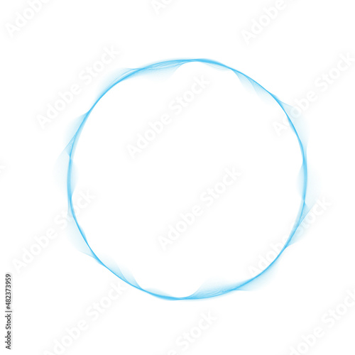 round frame with abstract vector blue waves lines on white background