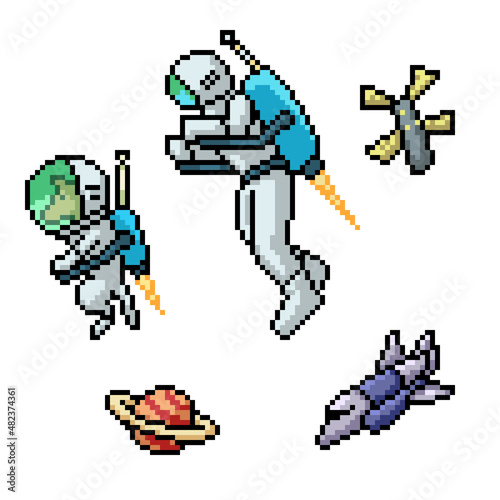 pixel art human dog space suit