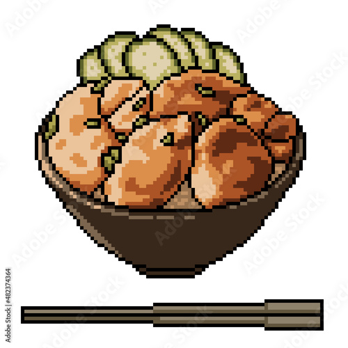 pixel art japanese meat bowl