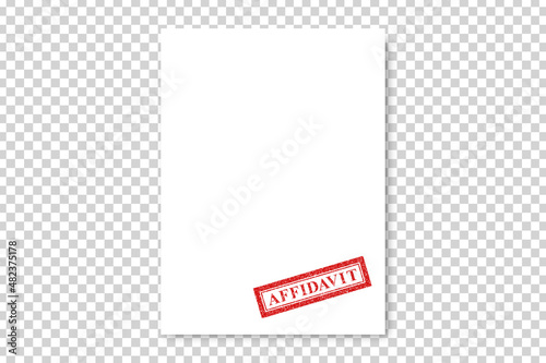 Vector realistic isolated paper document of Affidavit on the transparent background.