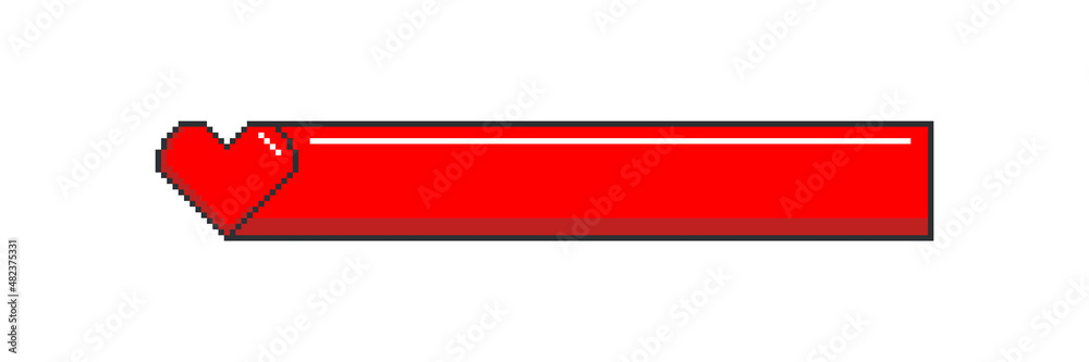 Vector 8-bit pixel health bar with heart on the white background. Vector 8-bit pixel health bar with heart on the white background.