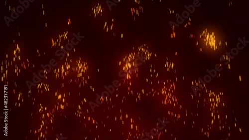 Glowing flying ember, burning ash particles. Hot fire sparks with transparent alpha channel. 4K animation of flying coals from the flame.