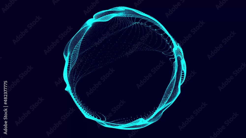 Abstract sphere. Network of dots. Abstract digital background. 3d rendering. 4K video. Seamless loop.