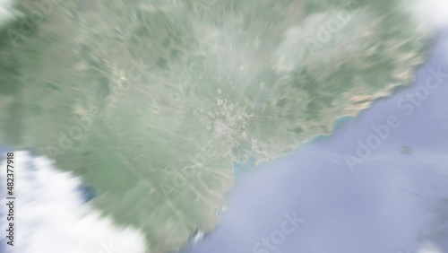 Zoom in from space and focus on Vietnam, Ho Chi Minh City. 3D Animation. Background for travel intro. Elements of this image furnished by NASA