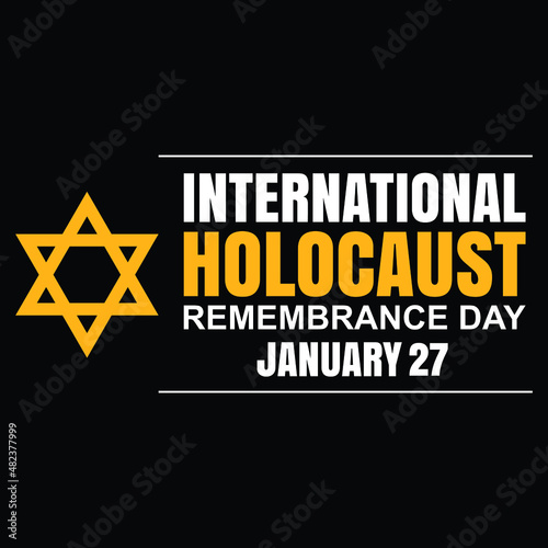 International holocaust remembrance day 27 january, Yellow Star of David holocaust logo stock illustration design