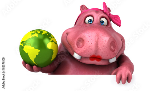 Pink Hippo - 3D Illustration